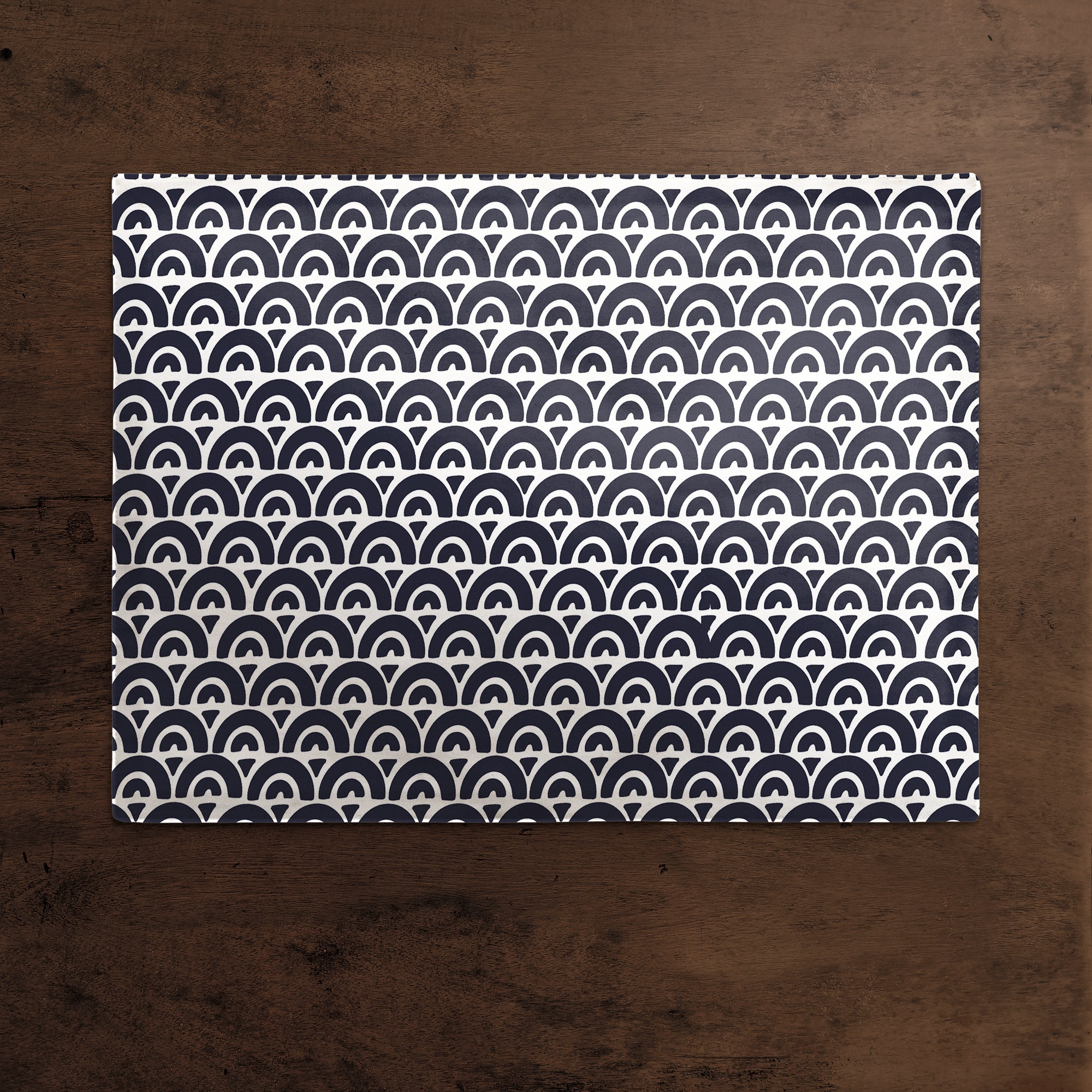 Navy Wavy Arch 18" x 14" Cotton Twill Placemat